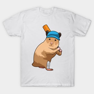 Hamster at Cricket with Cricket bat T-Shirt